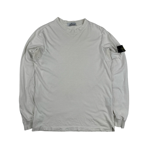 Stone Island 2015 White Cotton Lightweight Crewneck - Large