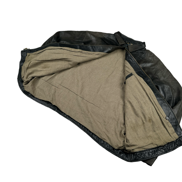 Ralph Lauren Black Heavyweight Leather Jacket - XXL