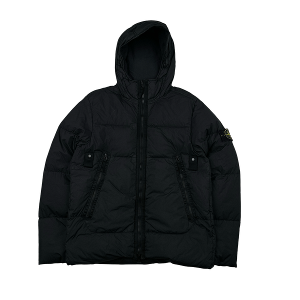 Stone Island 2021 Black Crinkle NY Down Puffer Jacket - Small