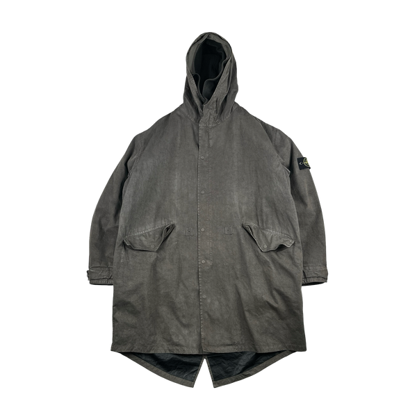 Stone Island Vintage 2003 Lino Flax Dutch Rope Dual Layer Wool Hood Parka Jacket - XXL
