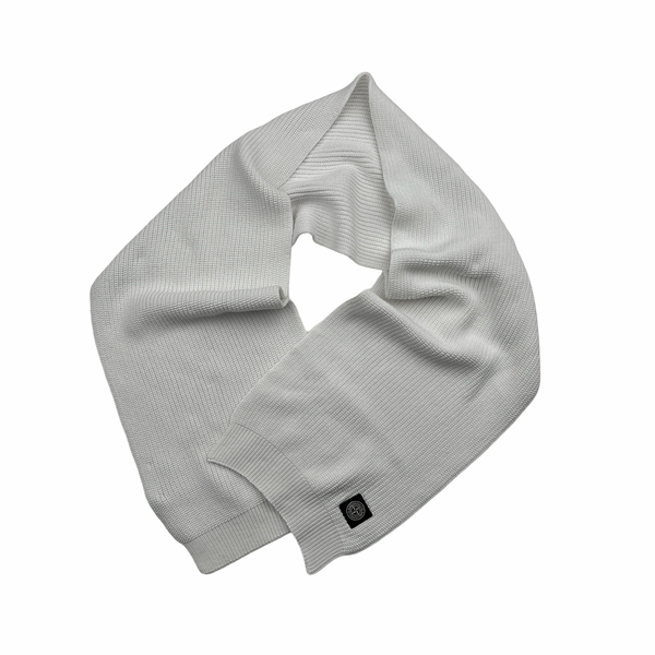 Stone Island 2018 White Glow In The Dark Ribbed Wool Scarf