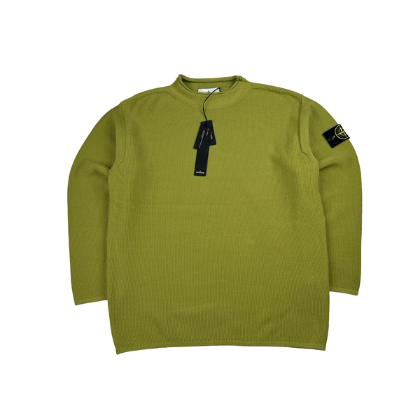 Stone Island 2025 Green Wool Blend Crewneck Knit Jumper - Large