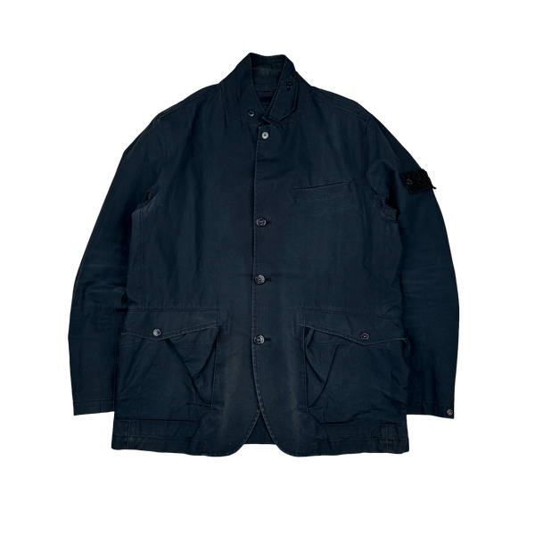 Stone Island Navy Garment Dyed 3L Performance Cotton Ghost Piece Jacket - XL