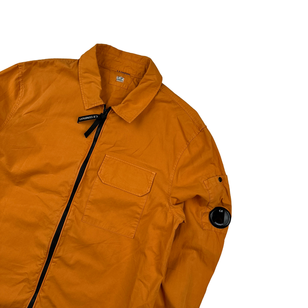 CP Company Orange Cotton Zipped Overshirt - Small