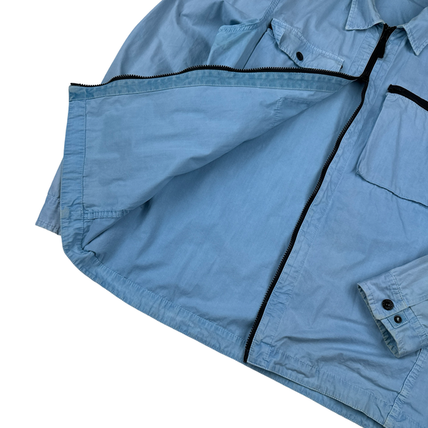 Stone Island 2017 Light Blue Cotton Zipped Overshirt - Large