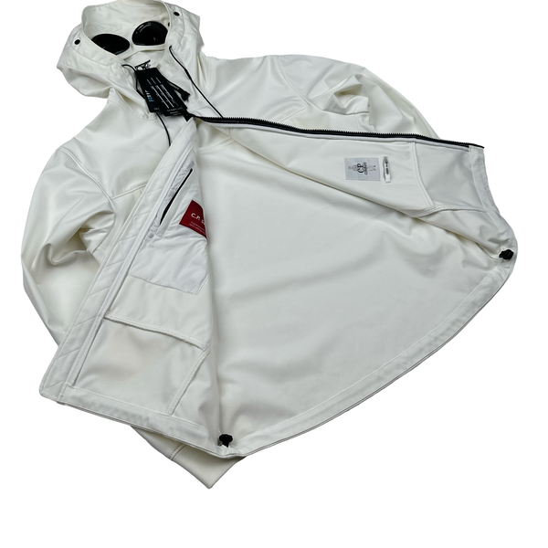 CP Company White Soft Shell Goggle Jacket - Medium