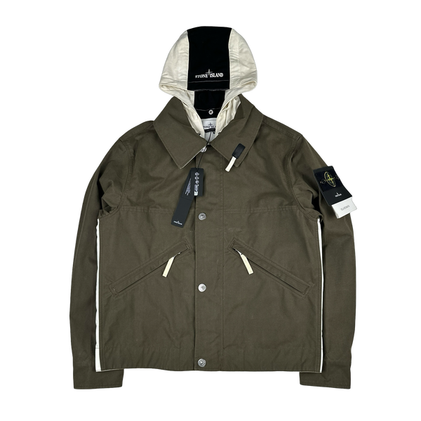 Stone Island 2025 Tela Resinata Spellout Hood Bomber Jacket - Small