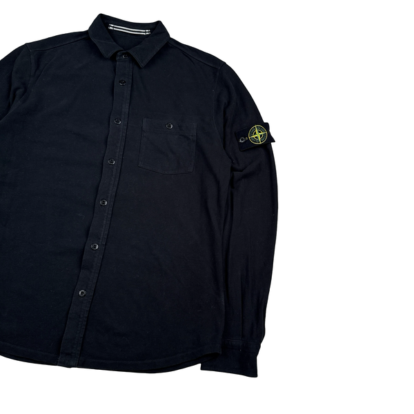 Stone Island Black Cotton Buttoned Overshirt - Large
