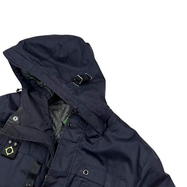 Ma Strum Navy Multipocket Long Quilted Jacket - XL