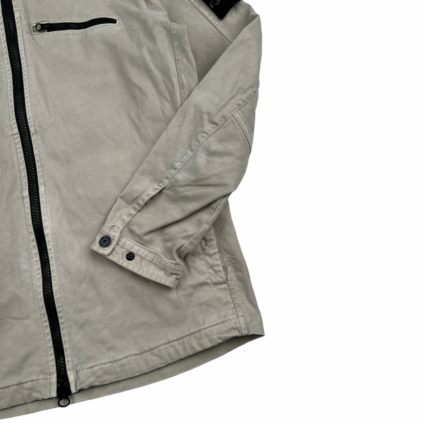Stone Island Cream Thick Cotton Hooded Overshirt - Medium