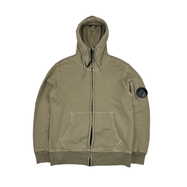 CP Company Beige Lens Viewer Zipped Hoodie - Small