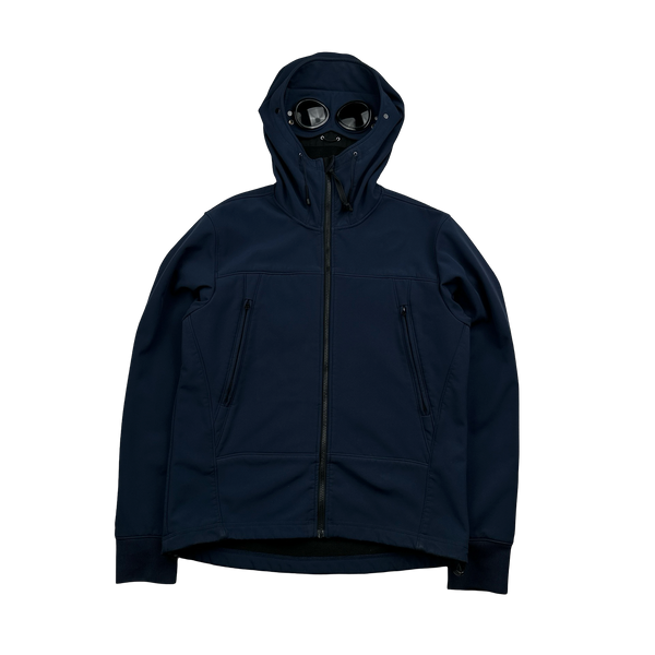 CP Company Navy Blue Fleece Lined Soft Shell Goggle Jacket - XL