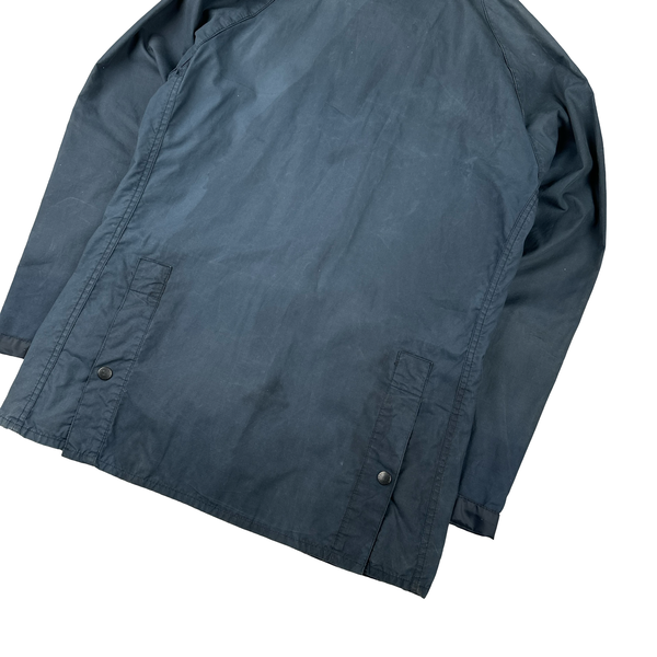 Barbour Tartan Lined Multi Pocket Corduroy Collar Waxed Jacket - Small