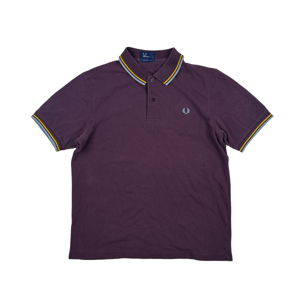 Fred Perry Purple Short Sleeve Piped Polo Shirt - Large