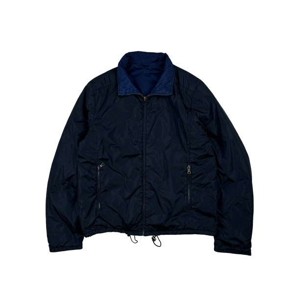 Prada Blue/Navy Red Tab Reversible Nylon Windbreaker Jacket - L