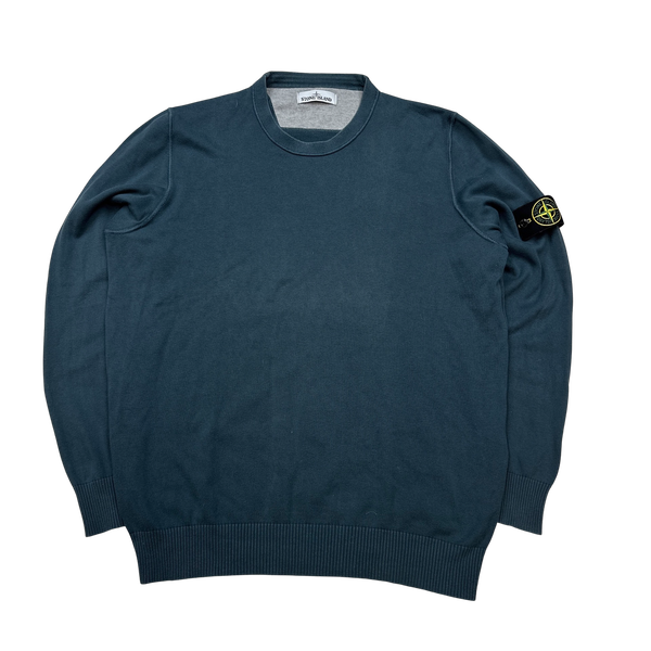 Stone Island Petrol Blue Knit Crewneck Sweatshirt - XXL