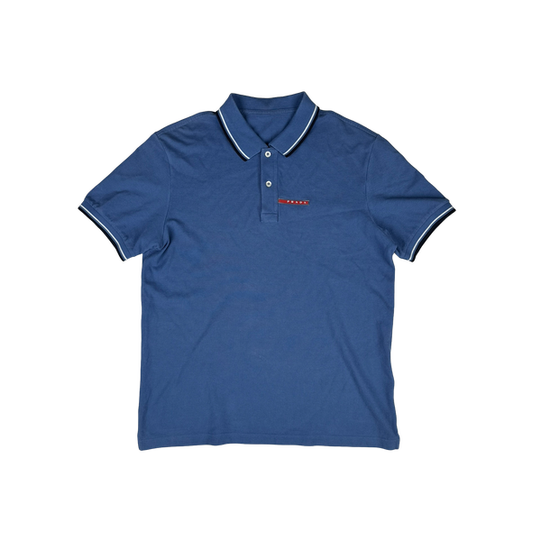 Prada Blue Cotton Polo Shirt -XL