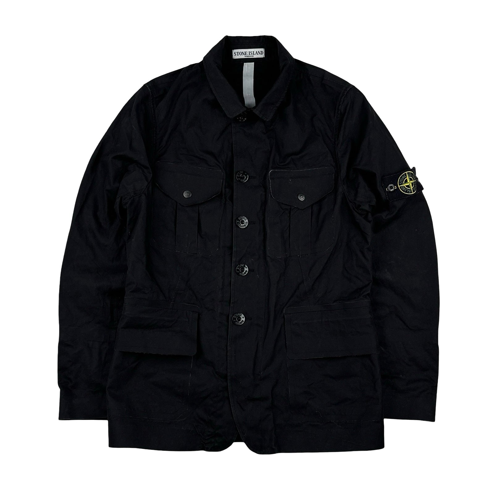 Stone Island 2007 Black Cotton Ventile Buttoned Blazer Jacket