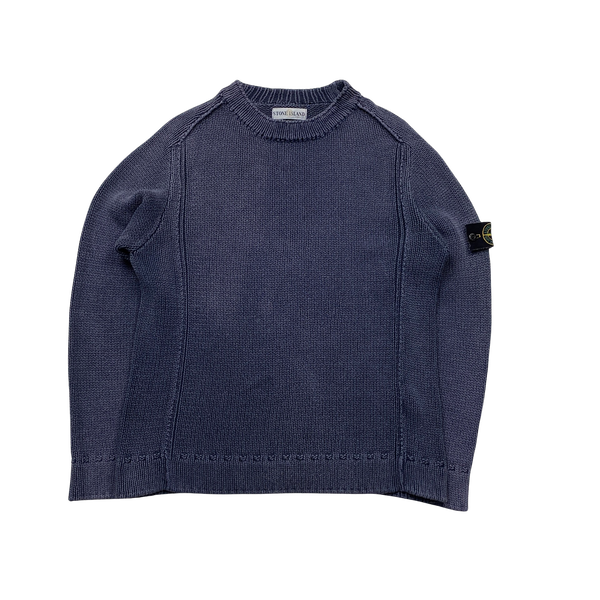 Stone Island Blue Vintage Heavy Knit Jumper - Medium