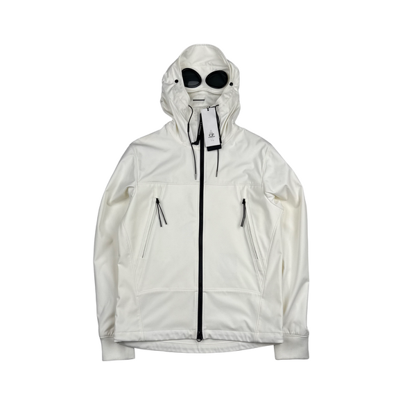 CP Company White Soft Shell R Goggle Hooded Zipped Jacket - XS