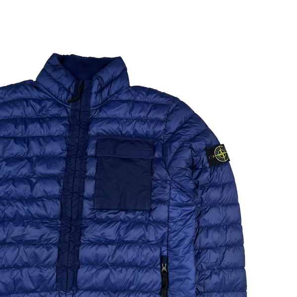 Stone Island 2018 Blue Micro Yarn Down Puffer Overshirt - XL