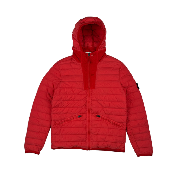 Stone Island 2019 Red Loom Woven Down Chambers Stretch Nylon TC Jacket - Medium