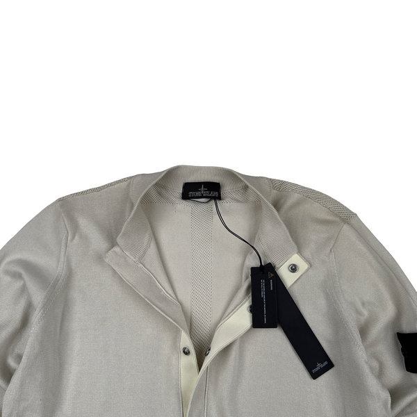 Stone Island 2022 Shadow Project Cream Cotton Woven Knit Detailed Jumper - Small