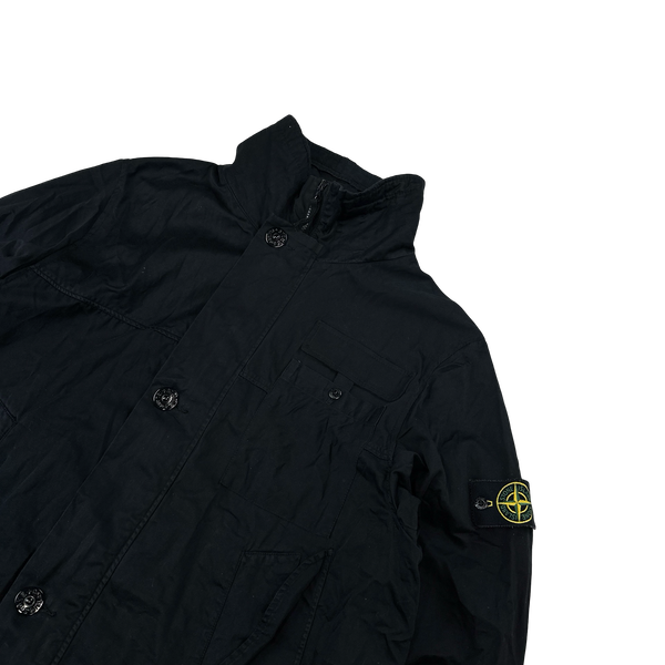Stone Island 2004 Black Cotton Raso Gommato Jacket - XL
