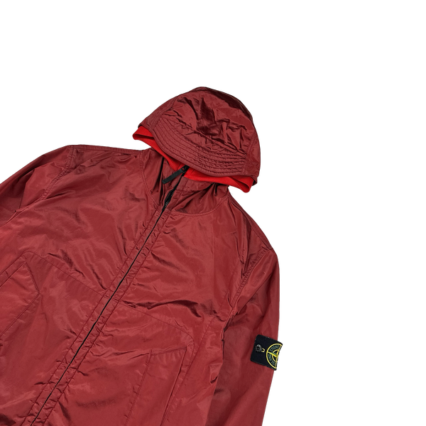 Stone Island 2007 Red Nylon Metal Hooded Jacket - Medium