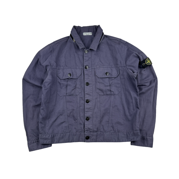 Stone Island 2003 Purple Multi Pocket Buttoned Overshirt - XL