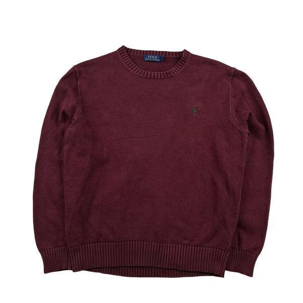 Ralph Lauren Wine Knit Crewneck Jumper - Large