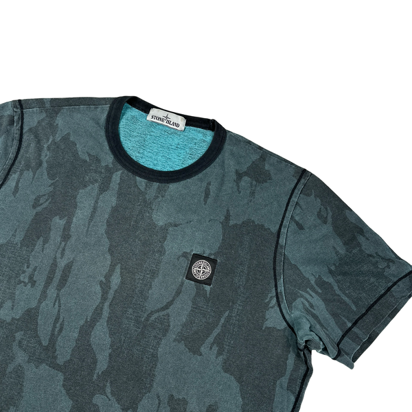 Stone Island Navy Flowing Camo Printed T Shirt - XXL