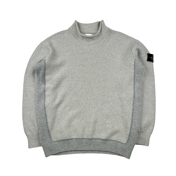 Stone Island 2022 Grey Mock Neck Knit Jumper - Large