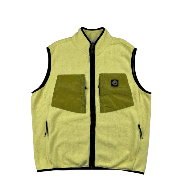 Stone Island 2017 Yellow Cotton Fleece Nylon Metal Pocket Gilet - XXL