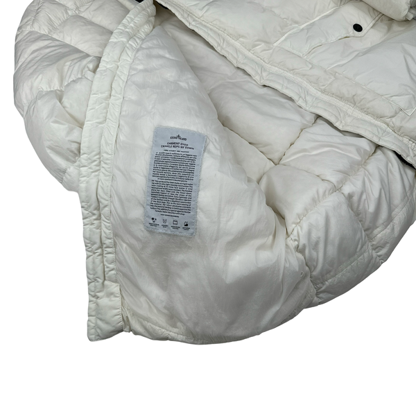 Stone Island 2018 White Long Down Filled Parka Jacket - Large