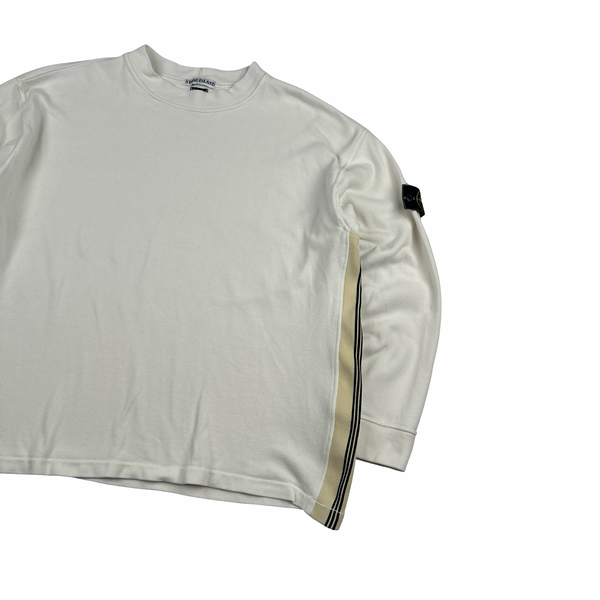 Stone Island AW1995 Vintage Cotton Stripped Detail Crewneck Jumper - XL