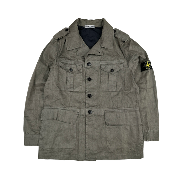 Stone Island 2006 Brown Lino Flax Collared Jacket - Medium