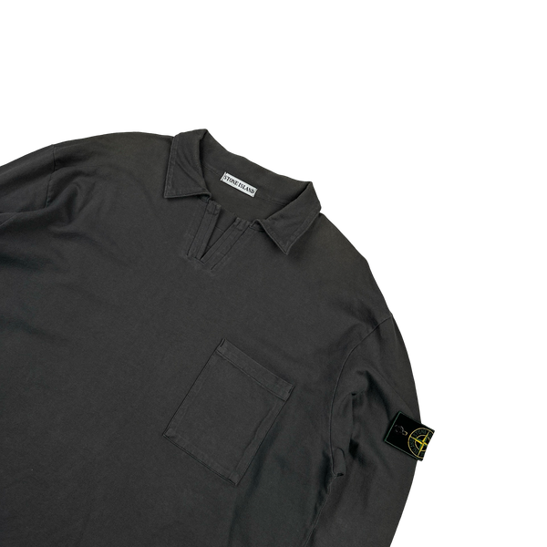 Stone Island Vintage 1999 Grey Cotton Collared Polo Shirt - XXL