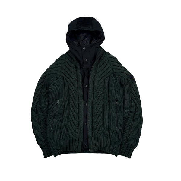 Stone Island 2016 Green President Knit Dutch Rope Zipped Jumper - Small