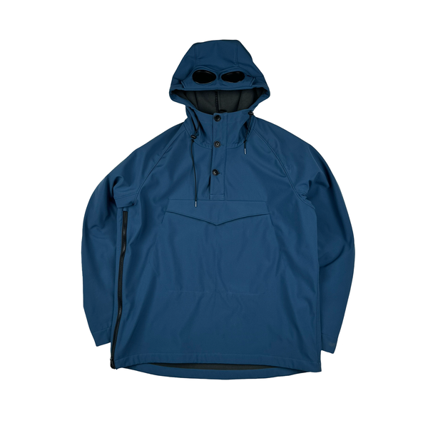 CP Company Blue Fleece Lined Soft Shell Smock Goggle Jacket