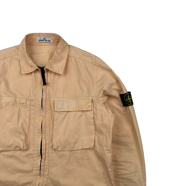 Stone Island 2018 Peach Cotton Zipped Overshirt - Large