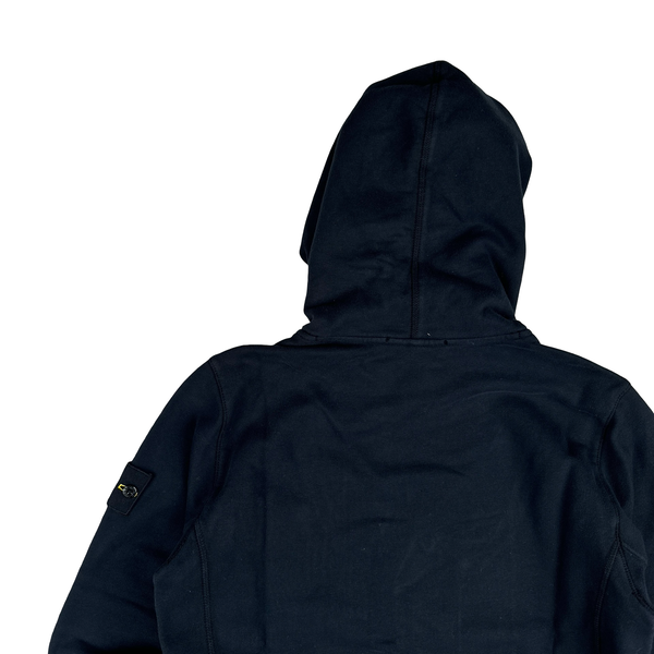 Stone Island Navy Cotton Pullover Hoodie - Small
