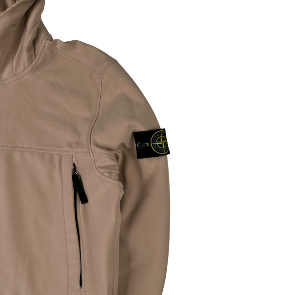 Stone Island 2021 Pale Pink Soft Shell E Dye Hooded Jacket - Small