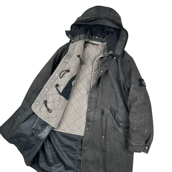 Stone Island Vintage 2003 Lino Flax Dutch Rope Dual Layer Wool Hood Parka Jacket - Medium