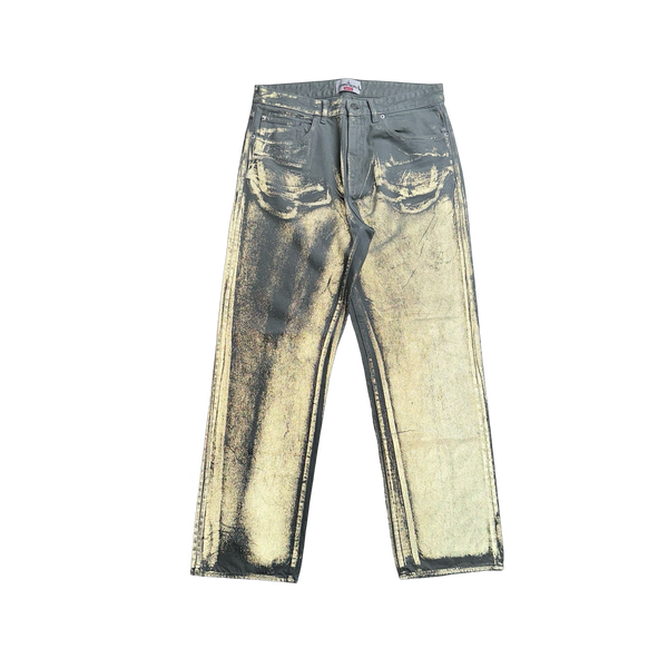 Stone Island x Supreme 2023 Reflective Sprayed Denim Patch Vintage Style Jeans - 34"