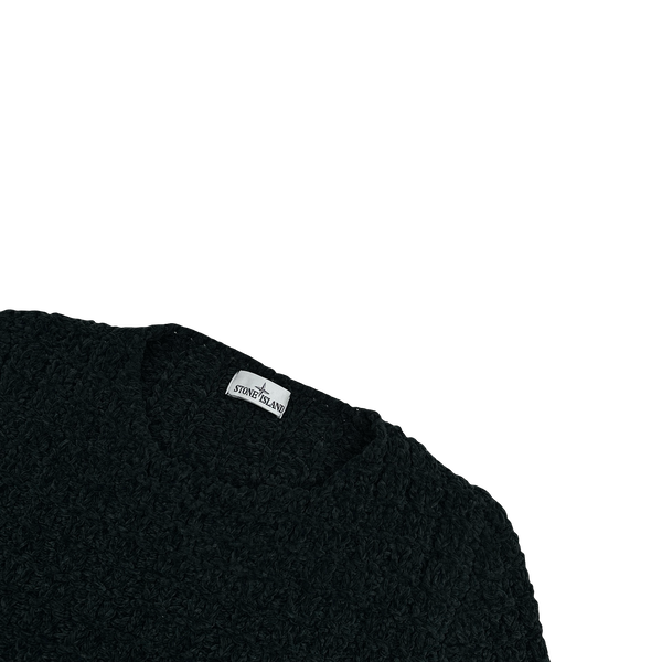 Stone Island 2016 Navy Chenille Knit Wide Neck Jumper - Large
