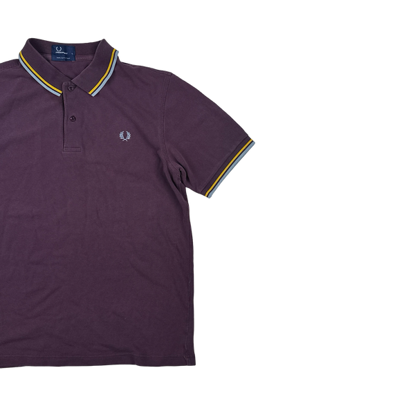 Fred Perry Purple Short Sleeve Piped Polo Shirt - Large
