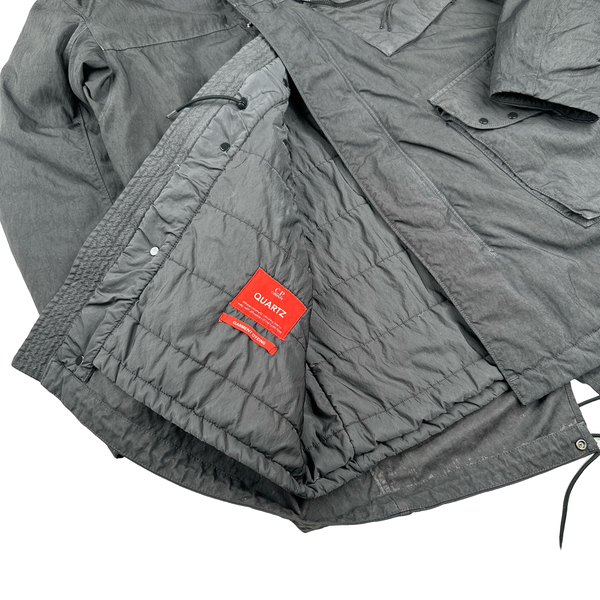 CP Company Grey Quartz Lens Viewer Long Fishtail Jacket - Large