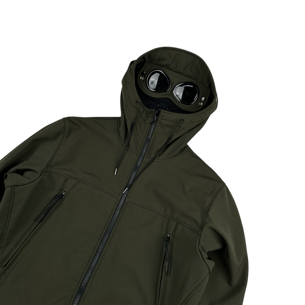 CP Company Green Soft Shell Goggle Jacket - Large