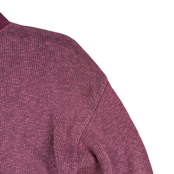 Stone Island 1986 Knitted Chenille Green Edge Patch Buttoned Pullover - Large